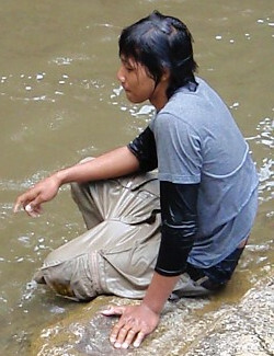 wet cotton swim shirt for sun protection